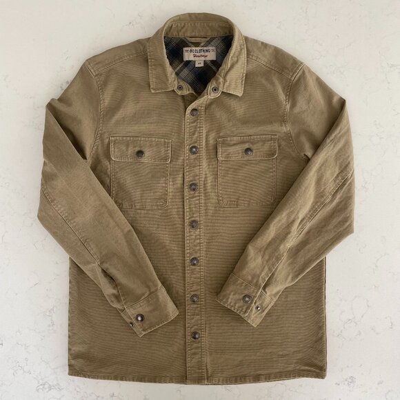 The B.C. Clothing Co Heritage Snap Up Collared Neutral Cotton Shirt Jacket Tan S - Picture 1 of 11